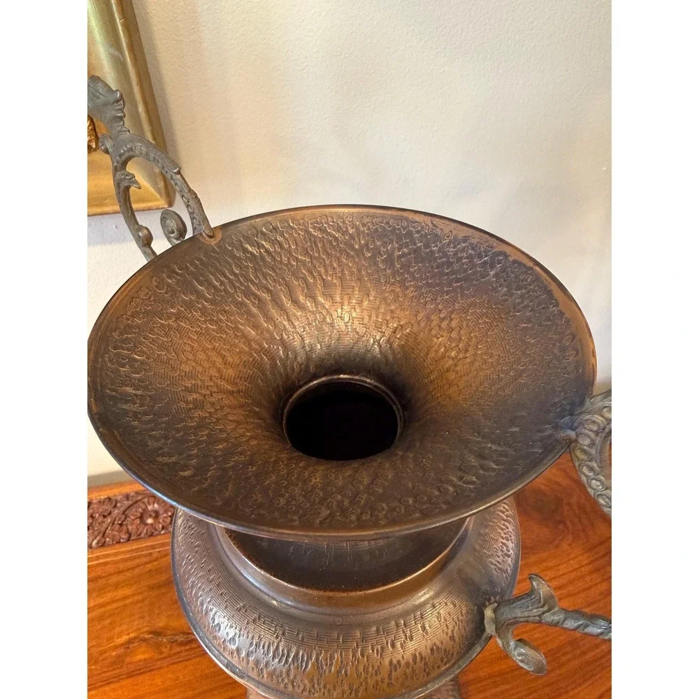 Vintage Italian Copper Urn Vase with Griffin‎ Handles